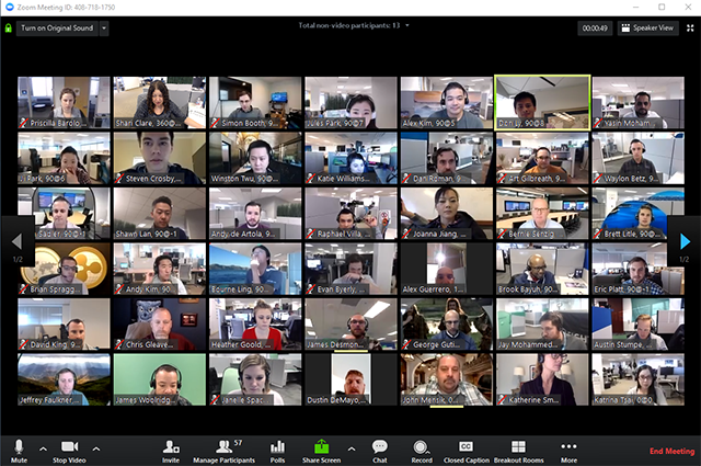 Picture of 42 people in a Zoom Meeting