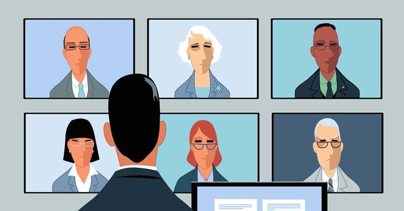 Graphic of a virtual meeting of people